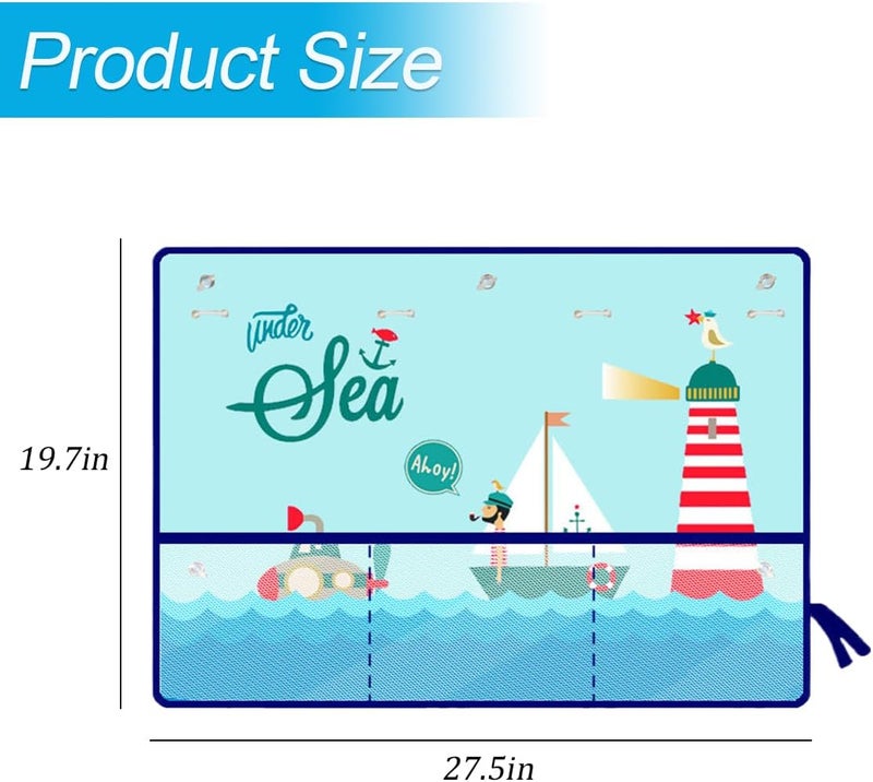 Sandfren Car Window Shade, Vehicle Sunshade Curtain with Storage Pockets & Suction Cups for Baby, Cartoon Pattern Auto Interior Heat Sun Protection Cover, Universal for SUV Sedan Trucks (Sailboat) - Image 2